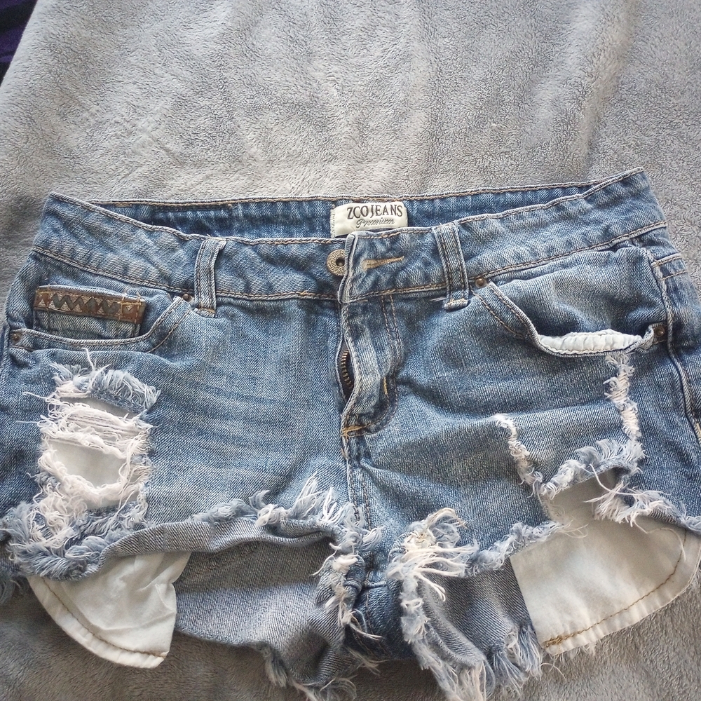 ZCO Blue Distressed Jean Shorts Raw Hem